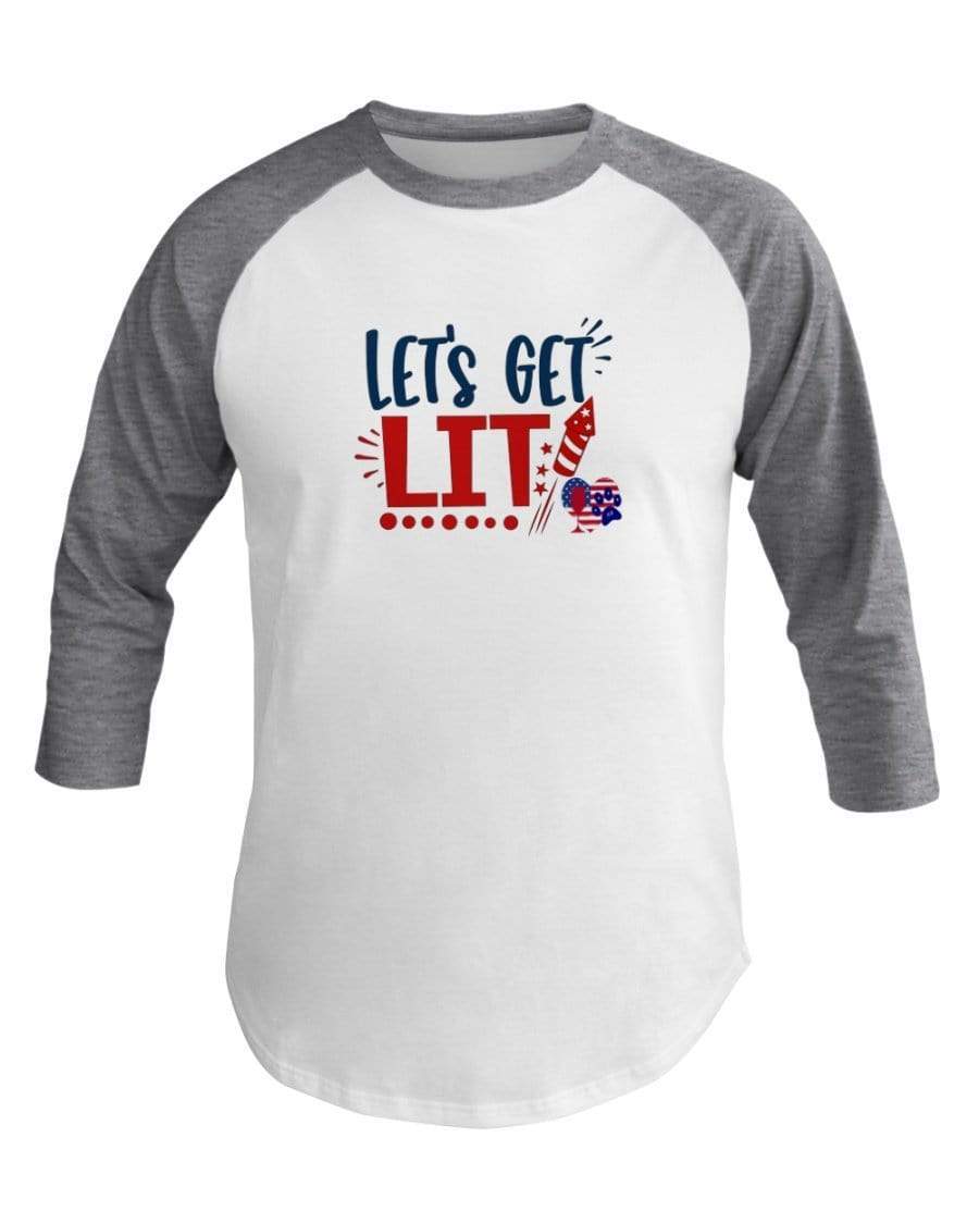 Shirts Wht/Hthr Grey / XS Winey Bitches Co "Let Get Lit" Co 3/4 Sleeve Raglan Shirt WineyBitchesCo