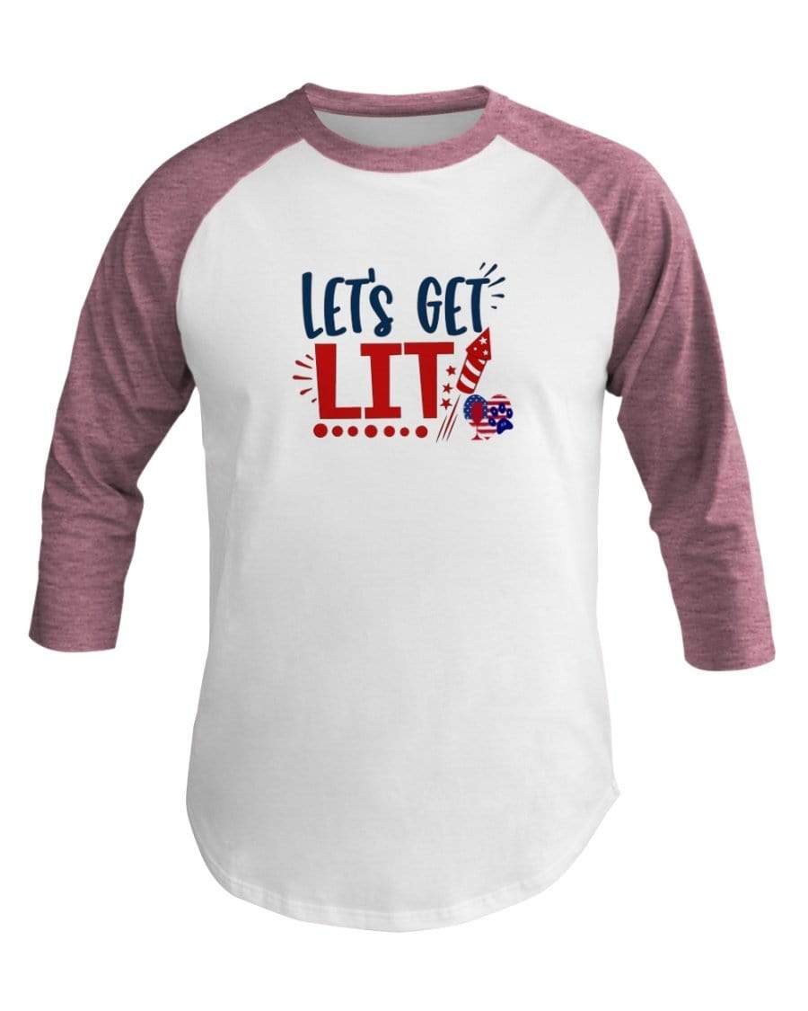 Shirts Wht/Neo Htr Pnk / XS Winey Bitches Co "Let Get Lit" Co 3/4 Sleeve Raglan Shirt WineyBitchesCo