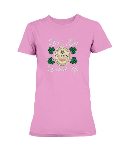 Shirts Winey Bitches Co "Let's Get Lucked Up" Guinness Wht Lettering Ladies Missy T-Shirt WineyBitchesCo