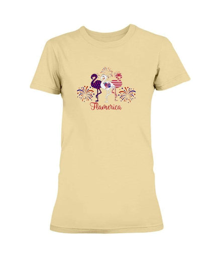 Shirts Yellow Haze / XS Winey Bitches Co "Flamerica" Patriotic Flamingo Ultra Ladies T-Shirt WineyBitchesCo