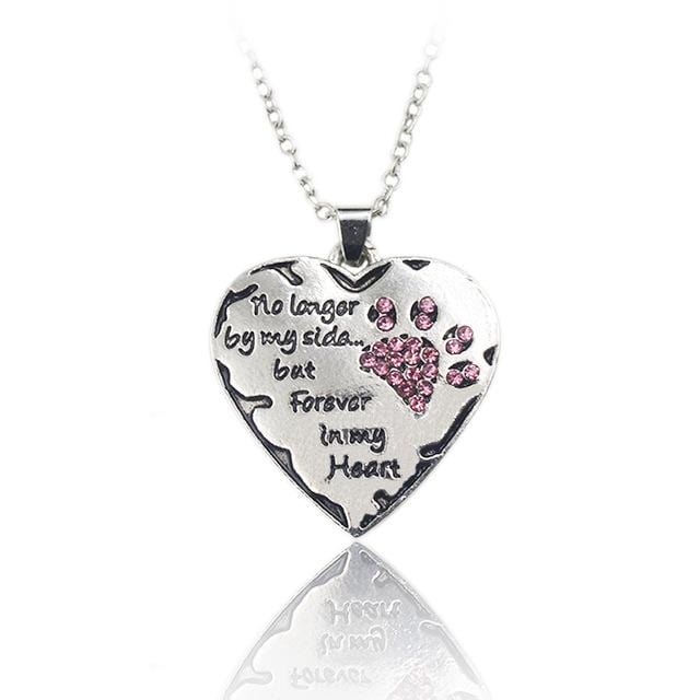 style1 Winey Bitches Co Pet Necklace "no longer by my side, but forever in my heart" paw claw Shape Pendant Necklace WineyBitchesCo