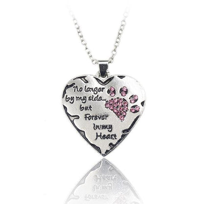 style1 Winey Bitches Co Pet Necklace "no longer by my side, but forever in my heart" paw claw Shape Pendant Necklace WineyBitchesCo