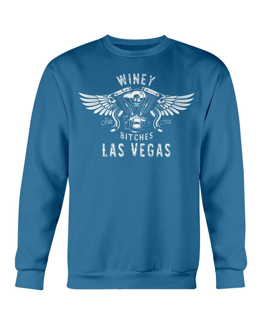 Sweatshirts Antique Sapphire / S Winey Bitches "Ride Hard Las Vegas" Sweatshirt - Crew-Wht Lettering WineyBitchesCo
