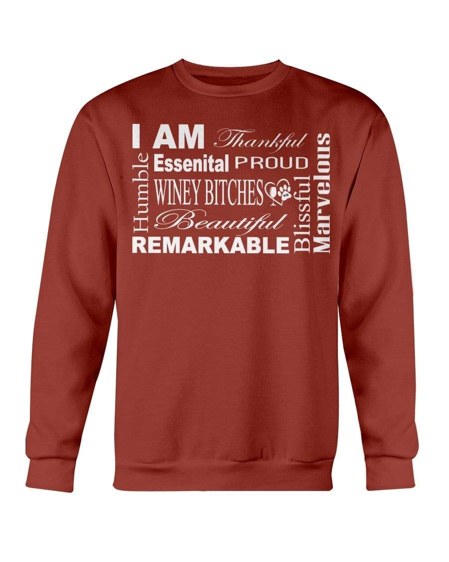 Sweatshirts Antque Cherry Red / S Winey Bitches Co "I Am Essential" White Letters-Sweatshirt - Crew WineyBitchesCo