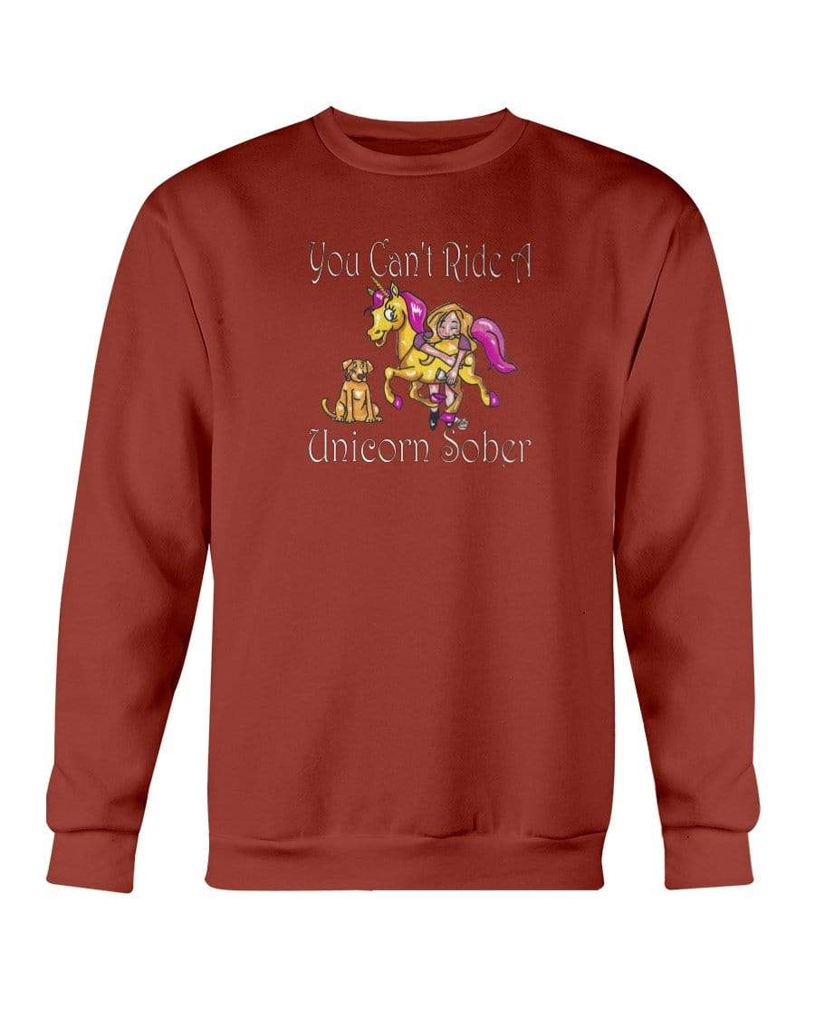 Sweatshirts Antque Cherry Red / S Winey Bitches Co "You Can't Ride A Unicorn Sober" Sweatshirt - Crew WineyBitchesCo