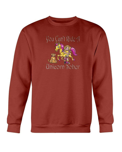 Sweatshirts Antque Cherry Red / S Winey Bitches Co "You Can't Ride A Unicorn Sober" Sweatshirt - Crew WineyBitchesCo