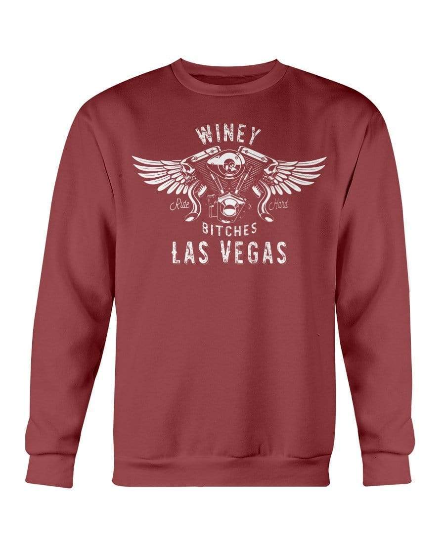 Sweatshirts Antque Cherry Red / S Winey Bitches "Ride Hard Las Vegas" Sweatshirt - Crew-Wht Lettering WineyBitchesCo