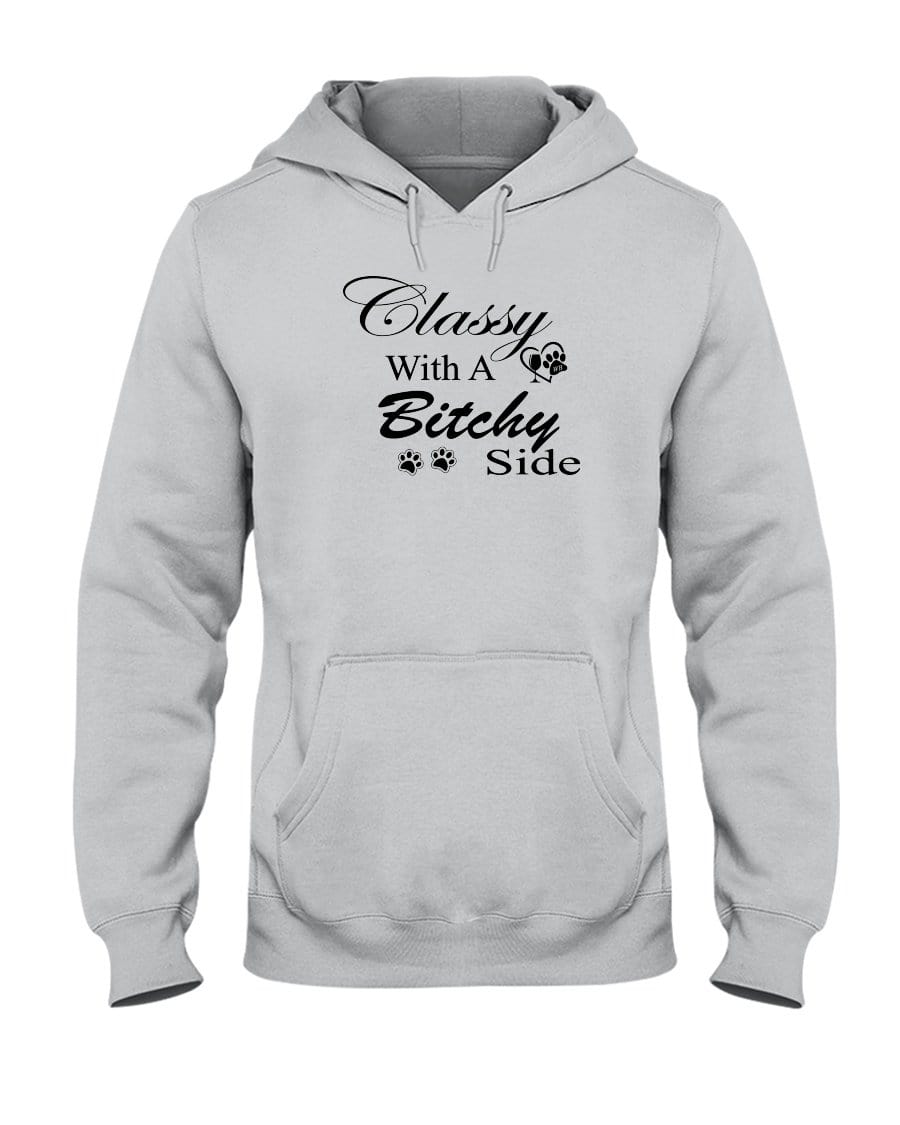 Sweatshirts Ash / S Winey Bitches Co "Classy with a Bitchy Side" White Letters 50/50 Hoodie WineyBitchesCo