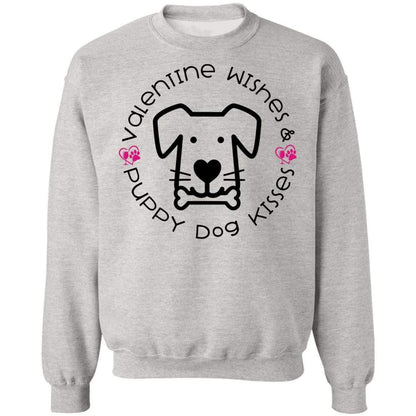 Sweatshirts Ash / S Winey Bitches Co Crewneck 'Valentine Wishes and Puppy Dog Kisses" (Dog) Pullover Sweatshirt  8 oz. WineyBitchesCo