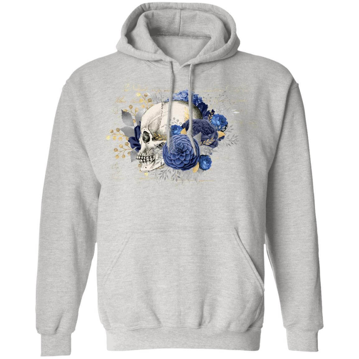 Sweatshirts Ash / S Winey Bitches Co Floral Skull Design #5 Pullover Hoodie 8 oz. WineyBitchesCo