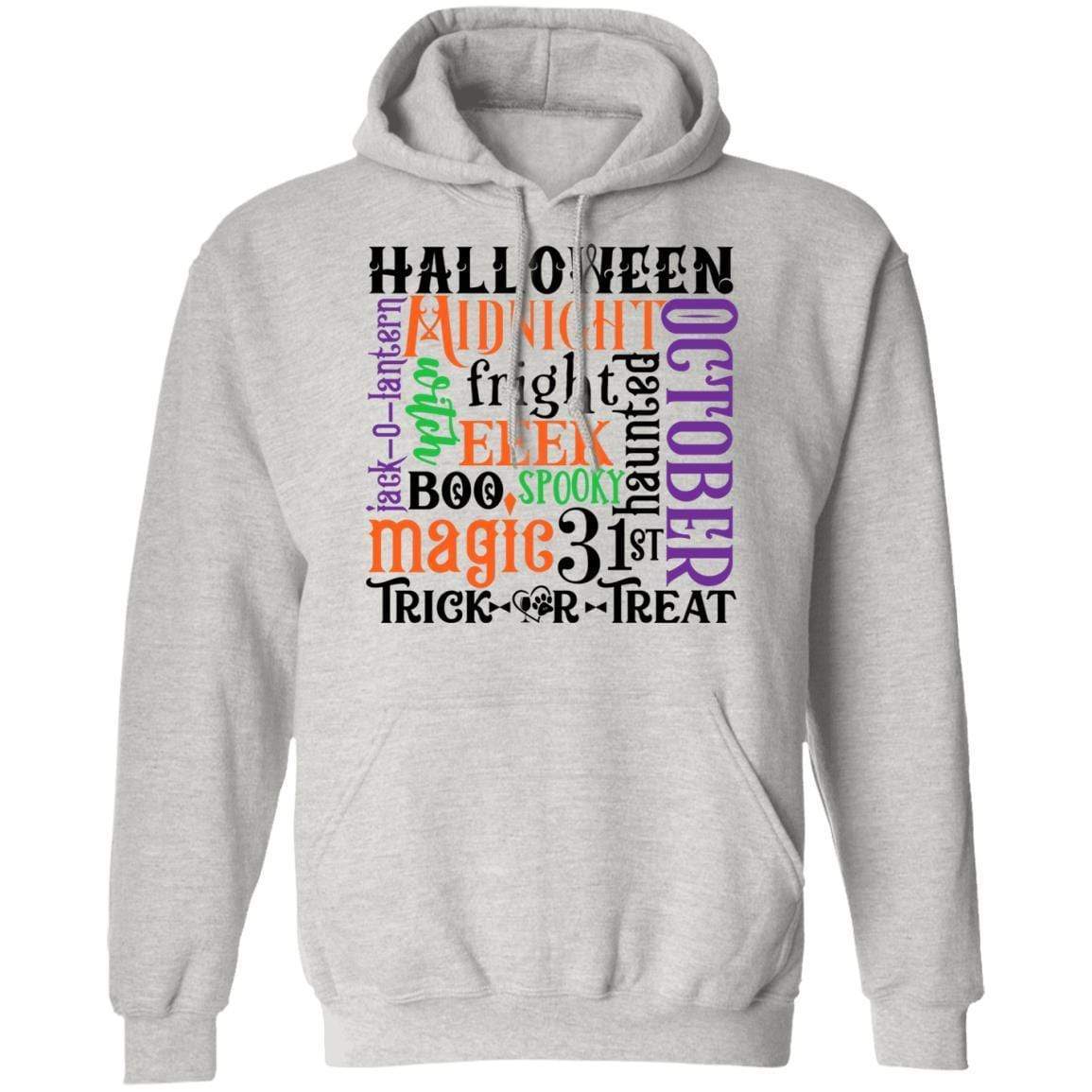 Sweatshirts Ash / S Winey Bitches Co "Halloween Word Jumble" Pullover Hoodie 8 oz. WineyBitchesCo