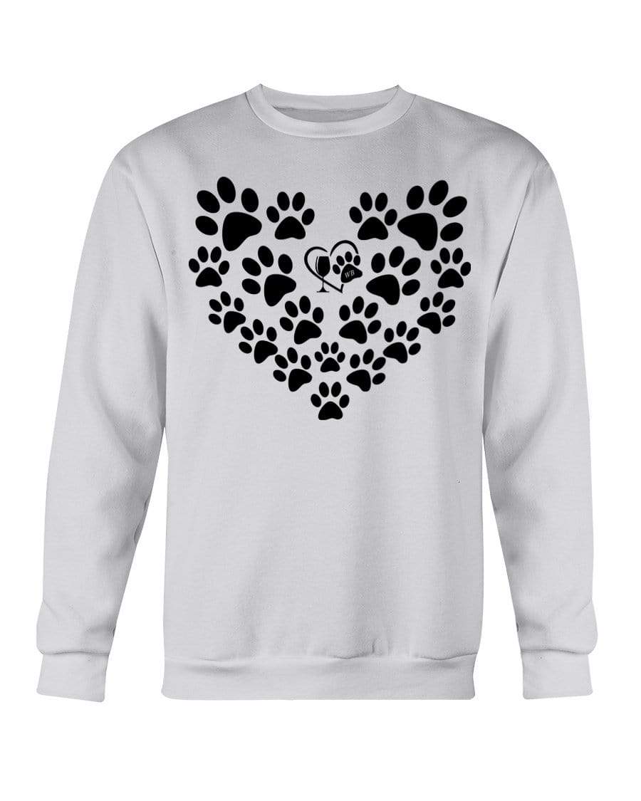 Sweatshirts Ash / S Winey Bitches Co Heart Paws (Black) Sweatshirt - Crew WineyBitchesCo