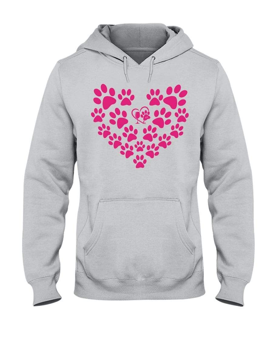 Sweatshirts Ash / S Winey Bitches Co Heart Paws (Pink) 50/50 Hoodie-Pink Lttrs WineyBitchesCo