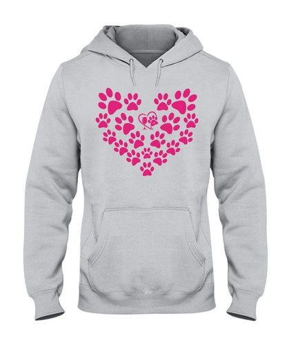 Sweatshirts Ash / S Winey Bitches Co Heart Paws (Pink) 50/50 Hoodie-Pink Lttrs WineyBitchesCo