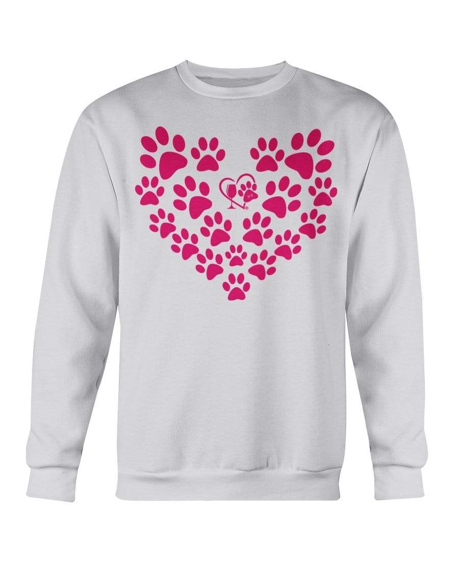 Sweatshirts Ash / S Winey Bitches Co Heart Paws (Pink) Sweatshirt - Crew WineyBitchesCo