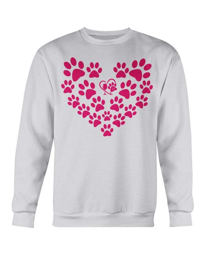 Sweatshirts Ash / S Winey Bitches Co Heart Paws (Pink) Sweatshirt - Crew WineyBitchesCo