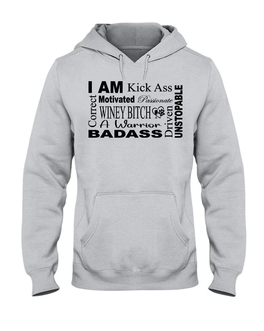 Sweatshirts Ash / S Winey Bitches Co "I Am Motivated" Black Lettering-50/50 Hoodie WineyBitchesCo