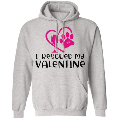 Sweatshirts Ash / S Winey Bitches Co I Rescued My Valentine" Pullover Hoodie 8 oz. WineyBitchesCo
