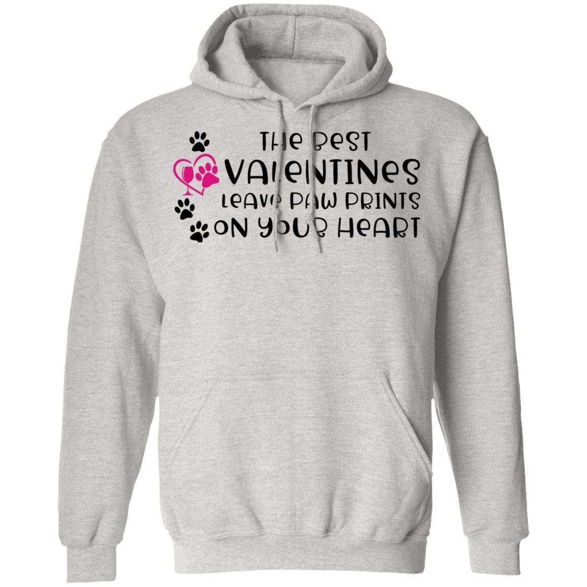Sweatshirts Ash / S Winey Bitches Co "The Best Valentines Leave Paw Prints On Your Heart" Pullover Hoodie 8 oz. WineyBitchesCo
