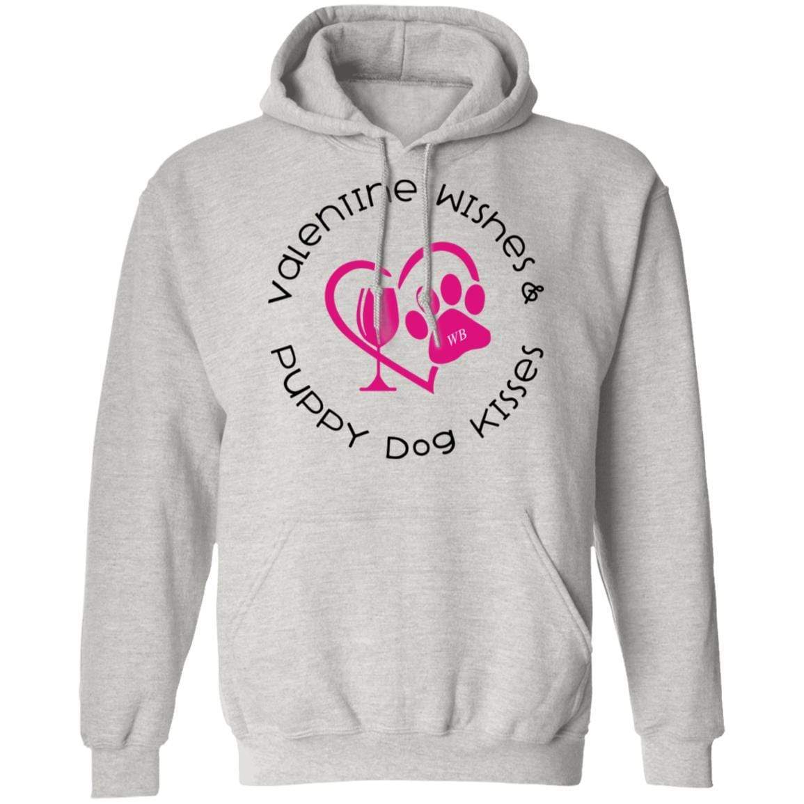 Sweatshirts Ash / S Winey Bitches Co Valentine Wishes and Puppy Dog Kisses" (Heart) Pullover Hoodie 8 oz. WineyBitchesCo