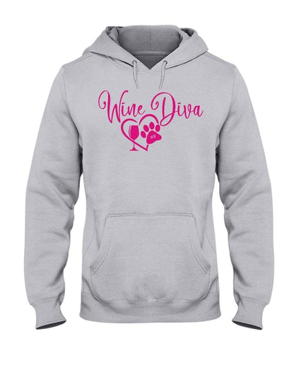 Sweatshirts Ash / S Winey Bitches Co "Wine Diva 2" 50/50 Hoodie WineyBitchesCo