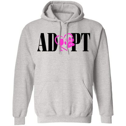 Sweatshirts Ash / S WineyBitches.Co “Adopt” Pullover Hoodie 8 oz.- Pink Heart- Blk Lettering WineyBitchesCo