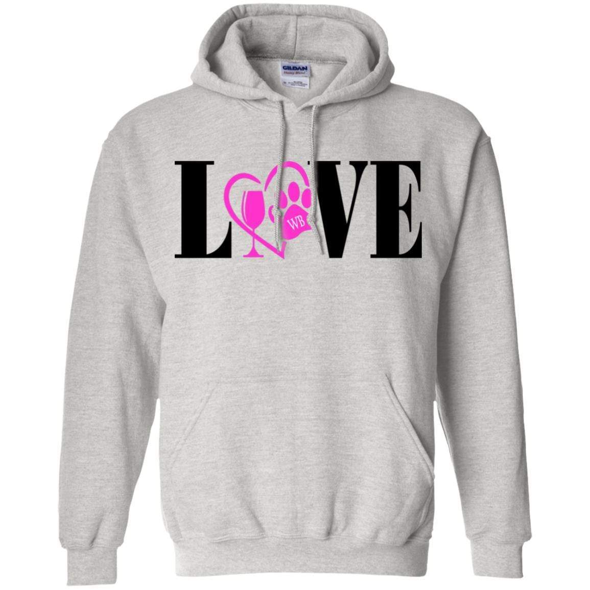 Sweatshirts Ash / S WineyBitches.co "Love Paw"Pullover Hoodie 8 oz. WineyBitchesCo