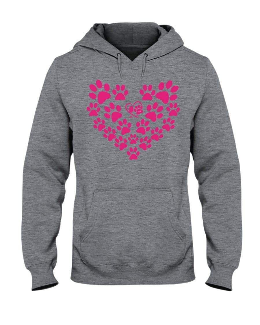 Sweatshirts Athletic Heather / S Winey Bitches Co Heart Paws (Pink) 50/50 Hoodie-Pink Lttrs WineyBitchesCo