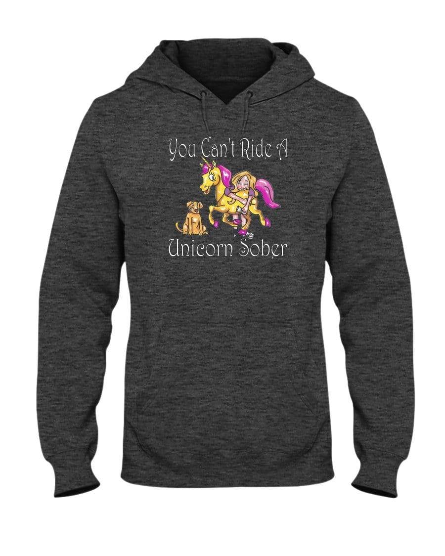 Sweatshirts Black Heather / S Winey Bitches Co "You Can't Ride A Unicorn Sober" 50/50 Hoodie WineyBitchesCo