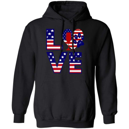 Sweatshirts Black / S Winey Bitches Co "American Love Paw" Pullover Hoodie 8 oz. WineyBitchesCo