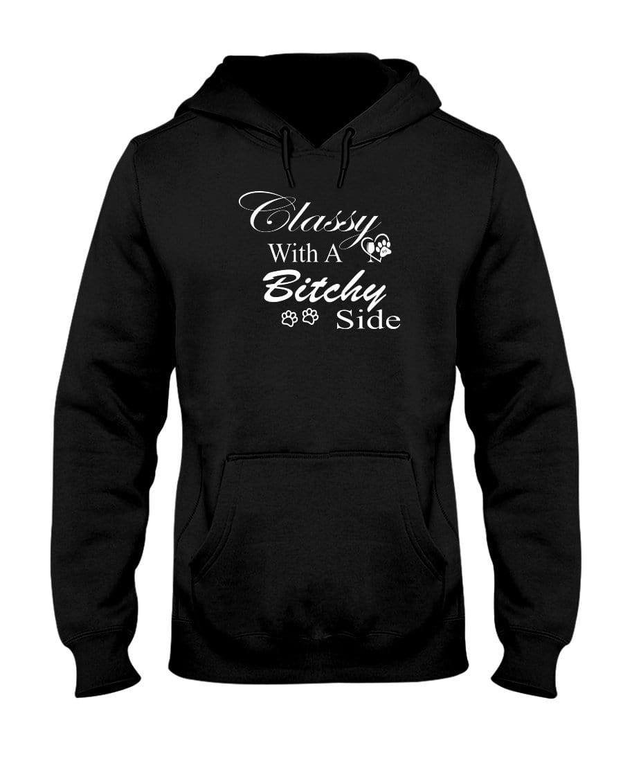 Sweatshirts Black / S Winey Bitches Co "Classy with a Bitchy Side" White Letters 50/50 Hoodie WineyBitchesCo