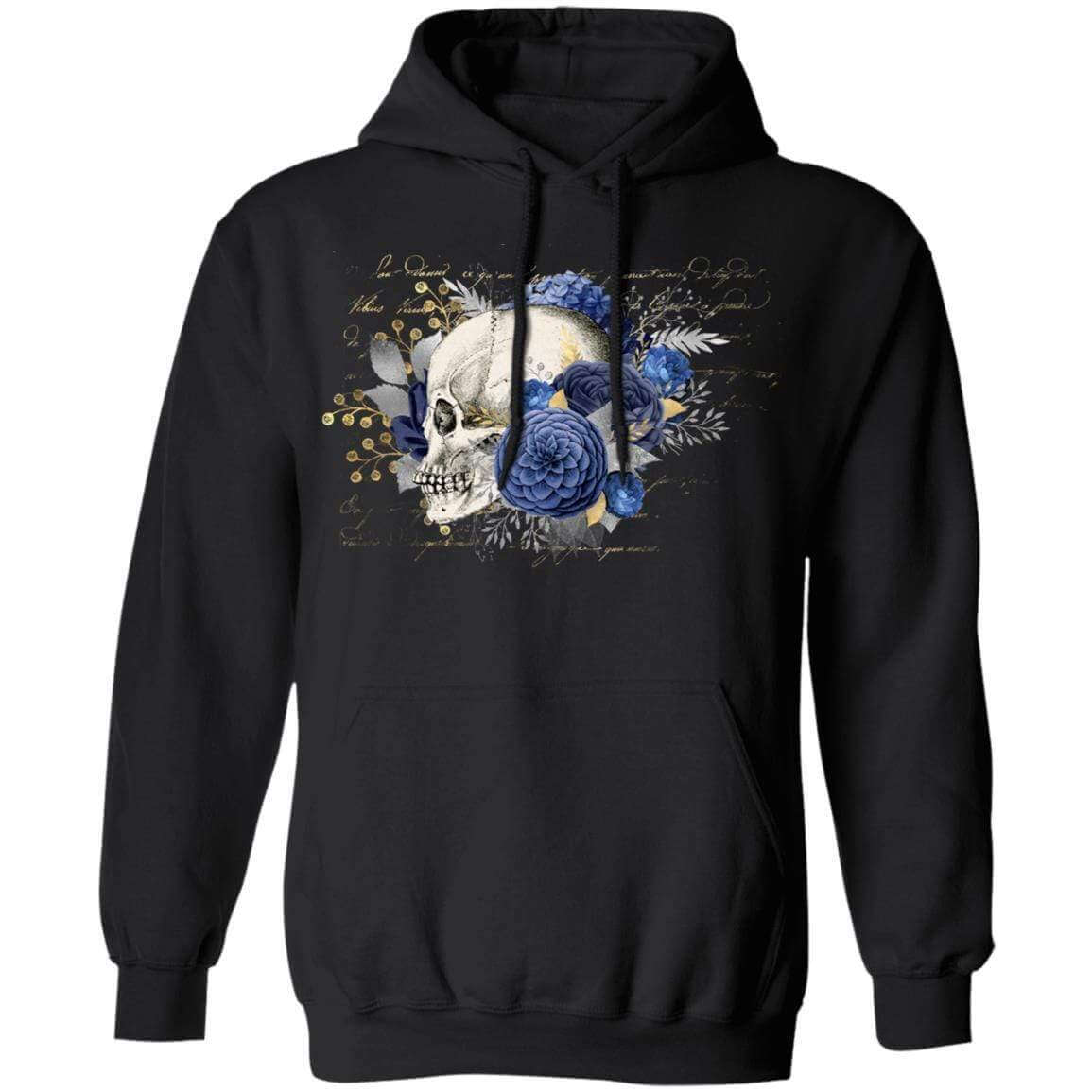 Sweatshirts Black / S Winey Bitches Co Floral Skull Design #5 Pullover Hoodie 8 oz. WineyBitchesCo