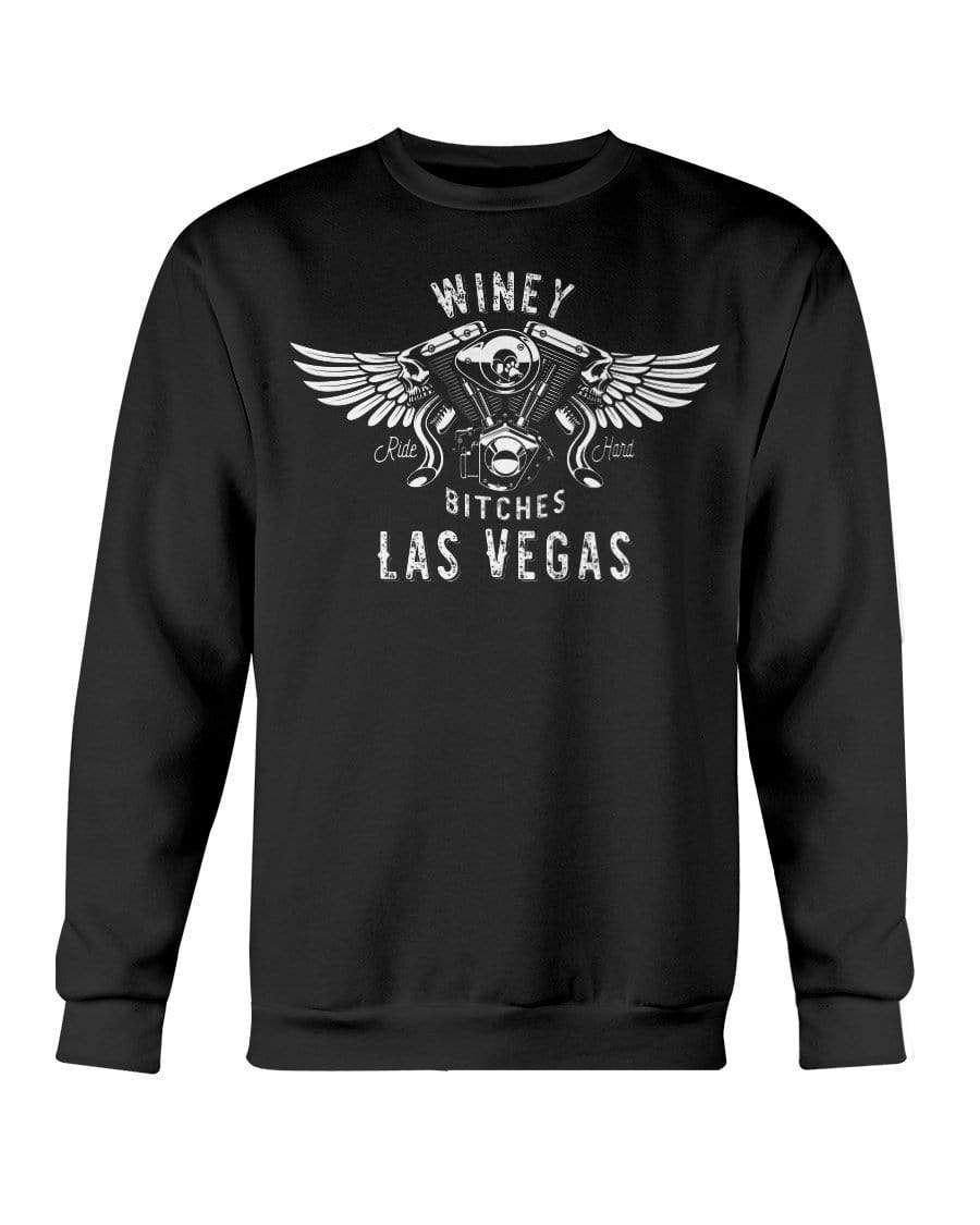 Sweatshirts Black / S Winey Bitches "Ride Hard Las Vegas" Sweatshirt - Crew-Wht Lettering WineyBitchesCo