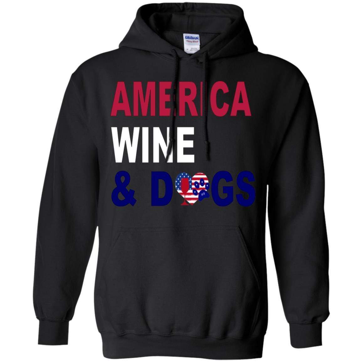 Sweatshirts Black / S WineyBitches.Co America Wine & Dogs Pullover Hoodie 8 oz. WineyBitchesCo