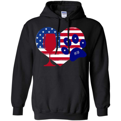 Sweatshirts Black / S WineyBitches.Co American Wine Paw Heart Pullover Hoodie 8 oz. WineyBitchesCo