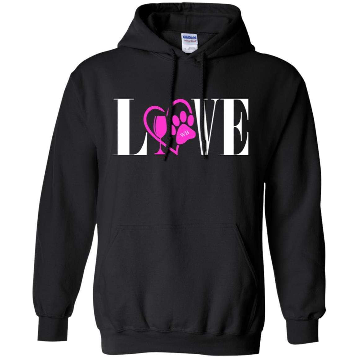 Sweatshirts Black / S WineyBitches.co "Love Paw" Collection -Wht Lettering Pullover Hoodie 8 oz. WineyBitchesCo