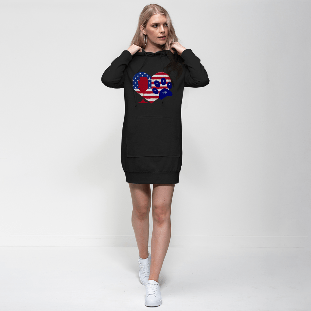 Sweatshirts Black / XS WineyBitches.Co American Wine Heart Paw Premium Adult Hoodie Dress WineyBitchesCo