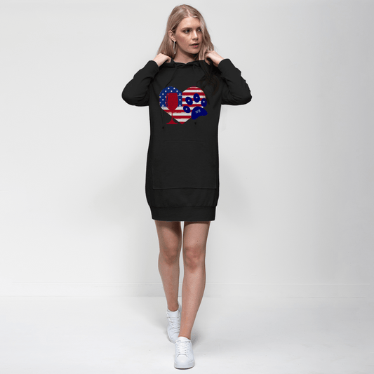 Sweatshirts Black / XS WineyBitches.Co American Wine Heart Paw Premium Adult Hoodie Dress WineyBitchesCo