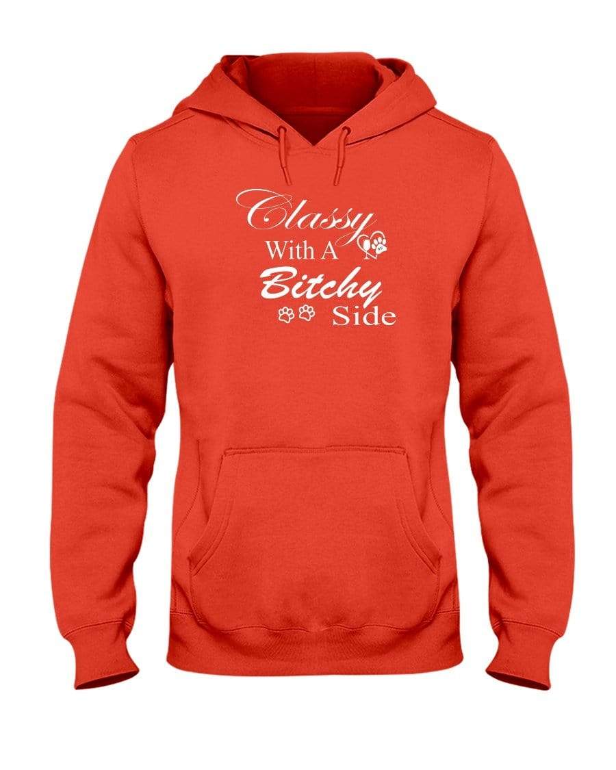 Sweatshirts Burnt Orange / S Winey Bitches Co "Classy with a Bitchy Side" White Letters 50/50 Hoodie WineyBitchesCo