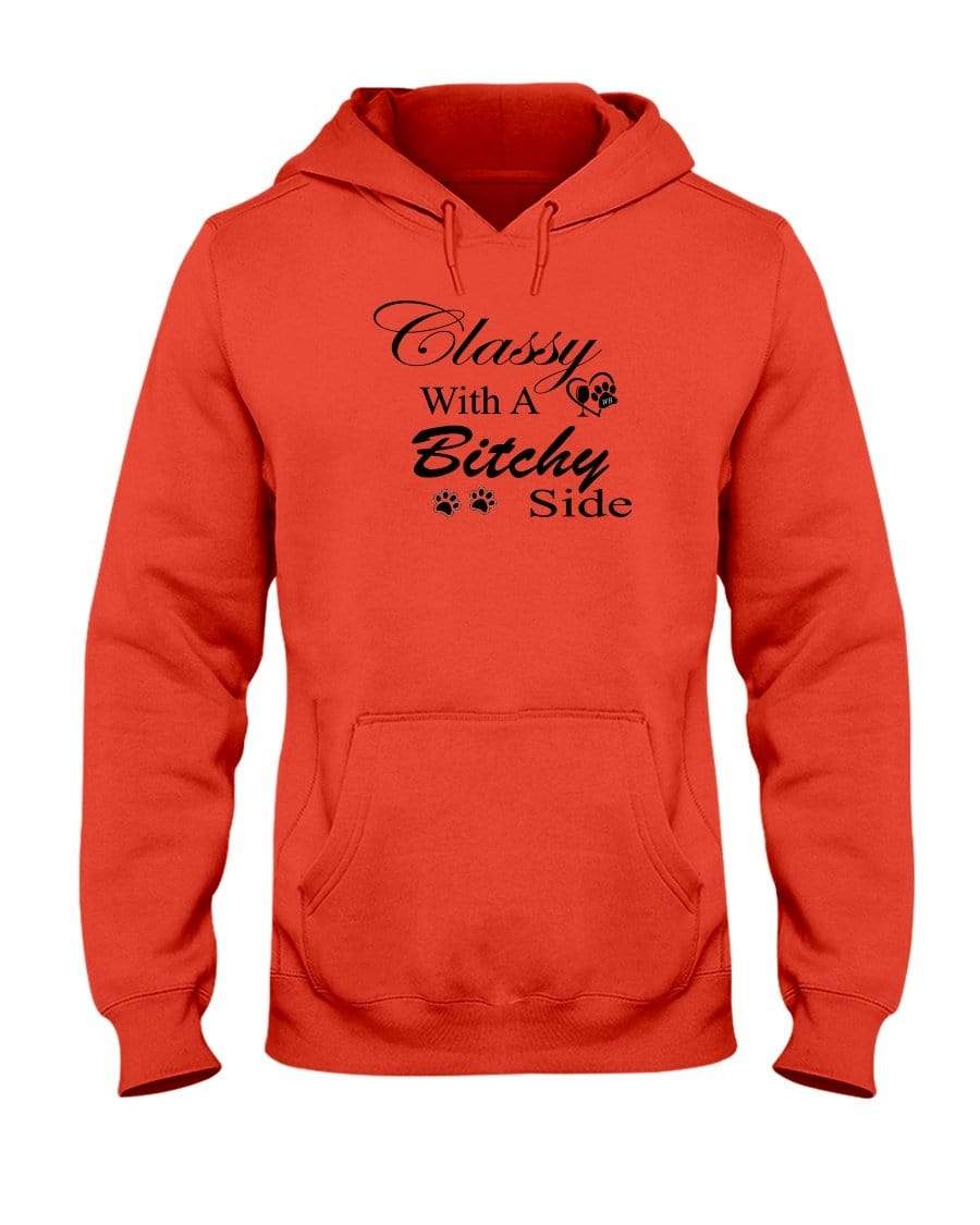 Sweatshirts Burnt Orange / S Winey Bitches Co "Classy with a Bitchy Side" White Letters 50/50 Hoodie WineyBitchesCo