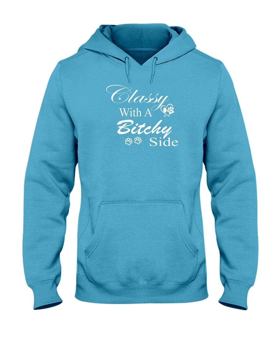 Sweatshirts California Blue / S Winey Bitches Co "Classy with a Bitchy Side" White Letters 50/50 Hoodie WineyBitchesCo