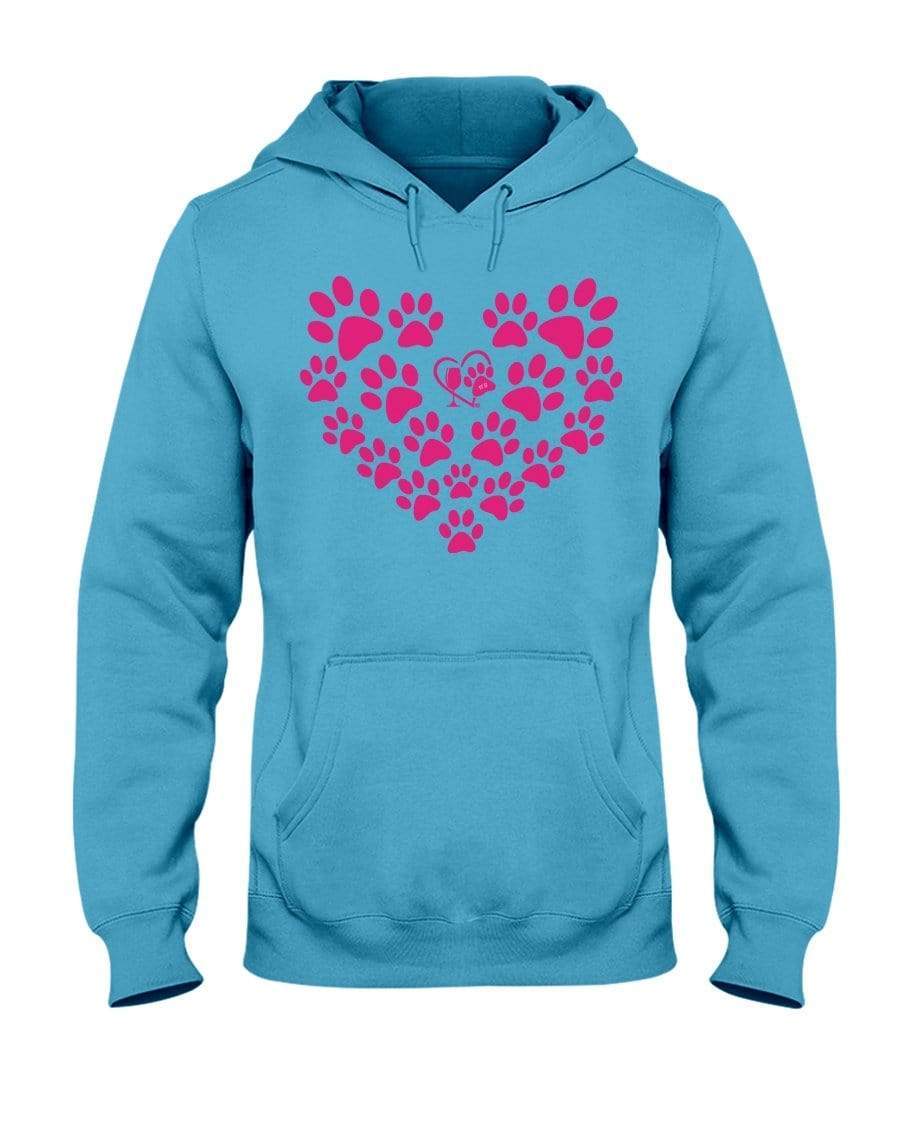 Sweatshirts California Blue / S Winey Bitches Co Heart Paws (Pink) 50/50 Hoodie-Pink Lttrs WineyBitchesCo