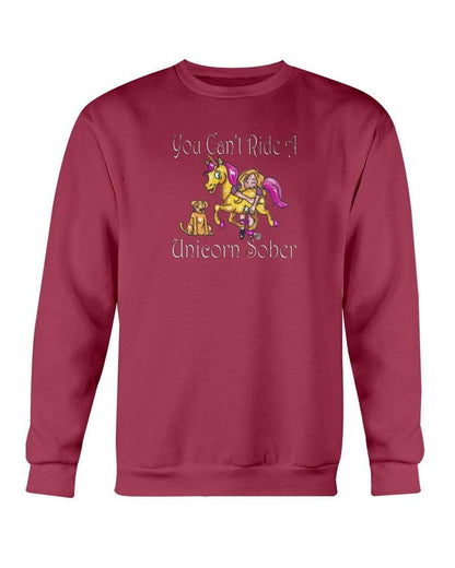 Sweatshirts Cardinal Red / S Winey Bitches Co "You Can't Ride A Unicorn Sober" Sweatshirt - Crew WineyBitchesCo