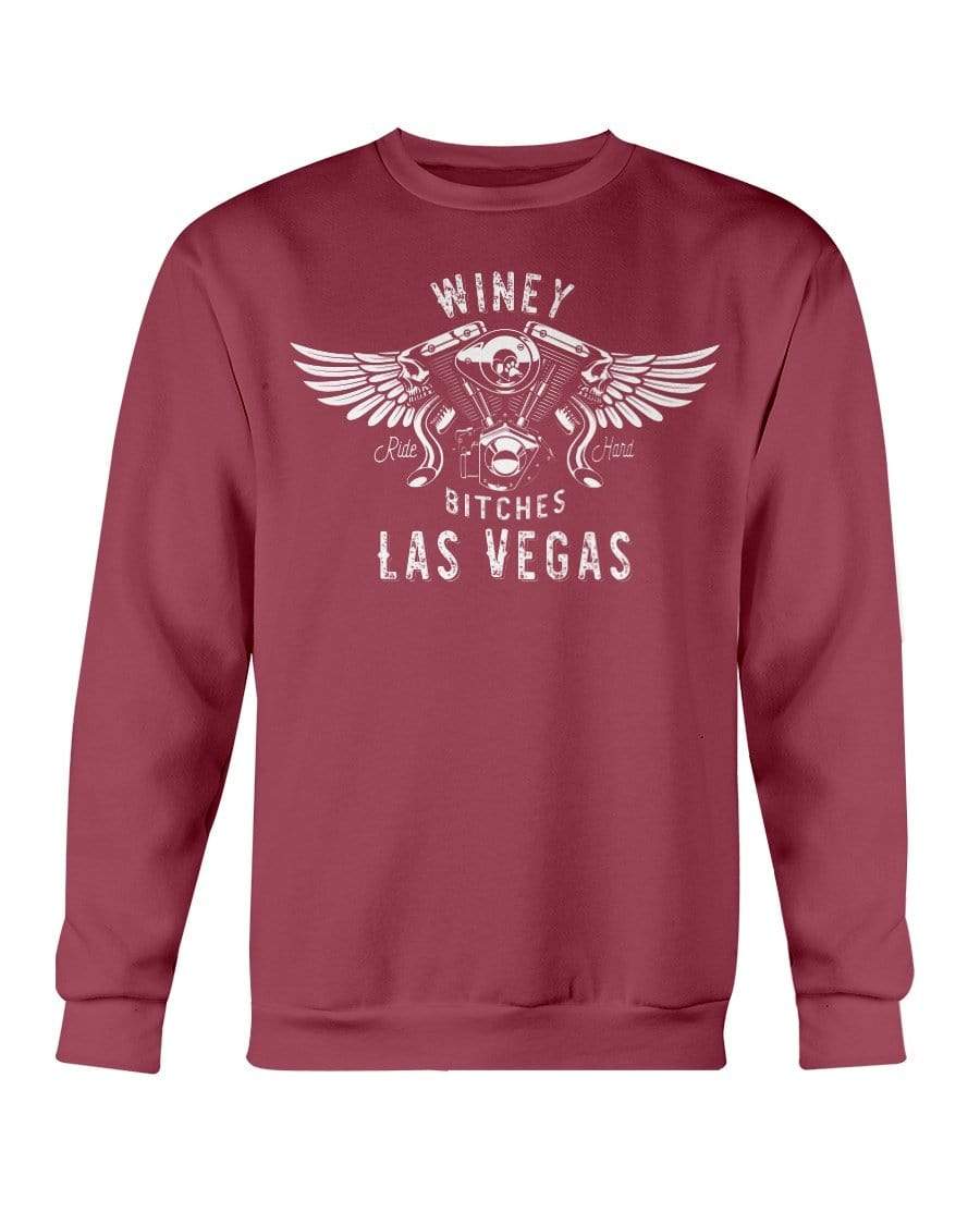 Sweatshirts Cardinal Red / S Winey Bitches "Ride Hard Las Vegas" Sweatshirt - Crew-Wht Lettering WineyBitchesCo