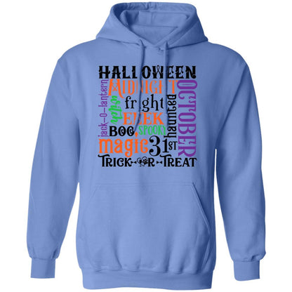 Sweatshirts Carolina Blue / S Winey Bitches Co "Halloween Word Jumble" Pullover Hoodie 8 oz. WineyBitchesCo