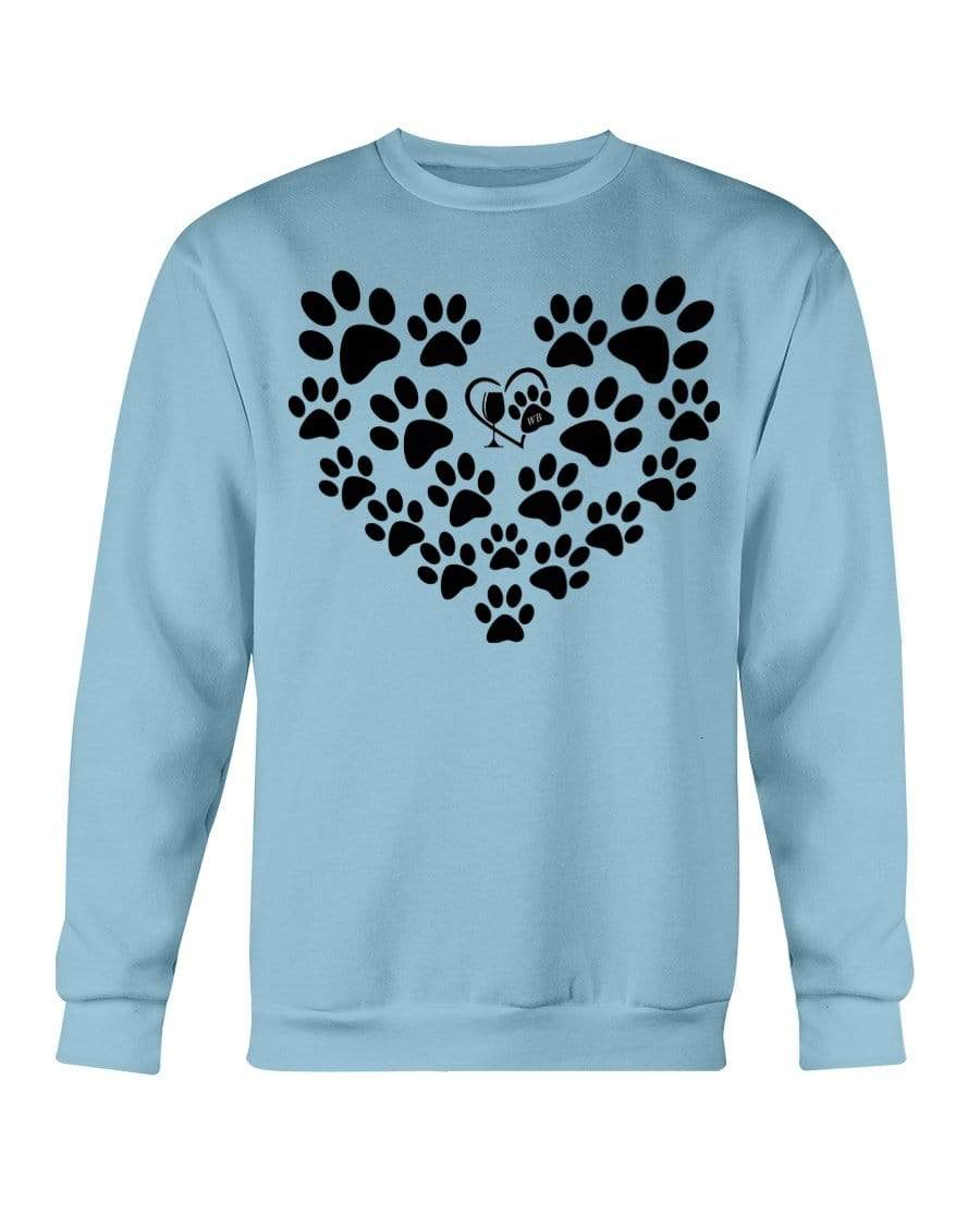 Sweatshirts Carolina Blue / S Winey Bitches Co Heart Paws (Black) Sweatshirt - Crew WineyBitchesCo