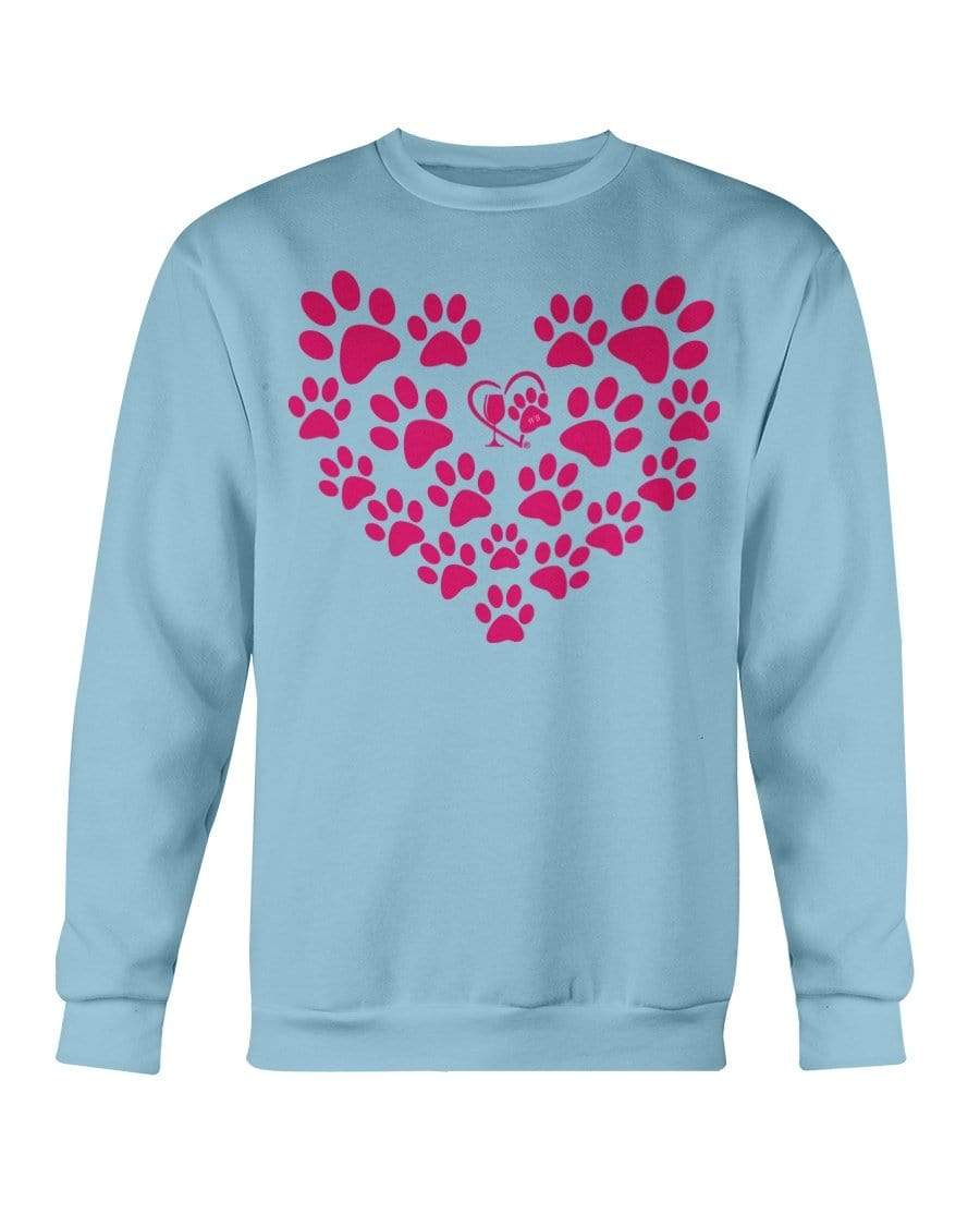Sweatshirts Carolina Blue / S Winey Bitches Co Heart Paws (Pink) Sweatshirt - Crew WineyBitchesCo