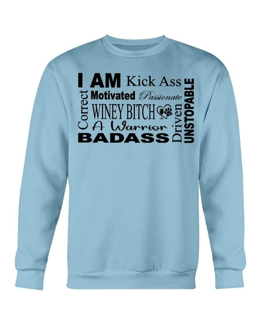 Sweatshirts Carolina Blue / S Winey Bitches Co "I Am Motivated" Black Lettering- Sweatshirt - Crew WineyBitchesCo
