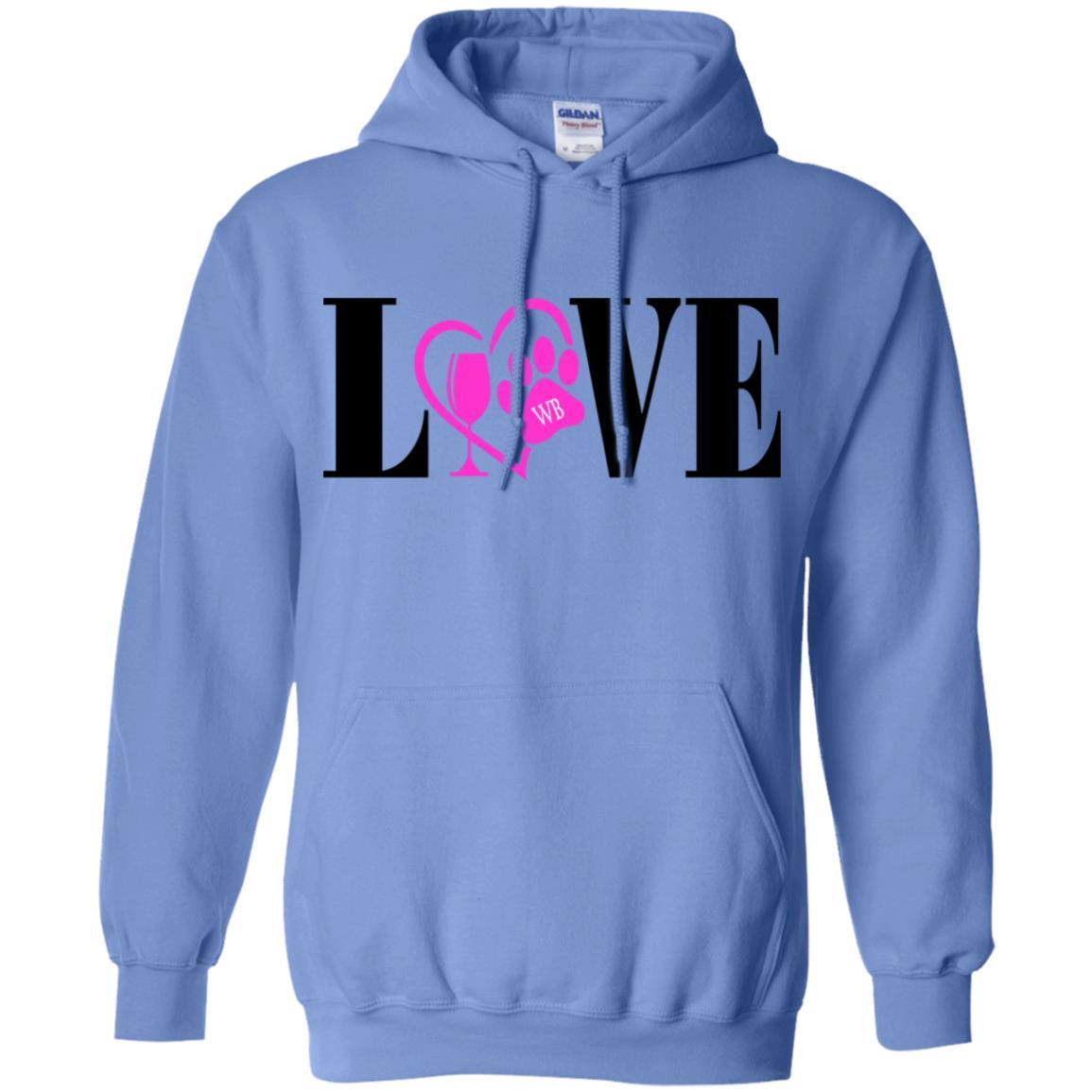 Sweatshirts Carolina Blue / S WineyBitches.co "Love Paw"Pullover Hoodie 8 oz. WineyBitchesCo