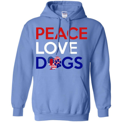 Sweatshirts Carolina Blue / S WineyBitches.Co Peace Love Dogs Pullover Hoodie 8 oz. WineyBitchesCo